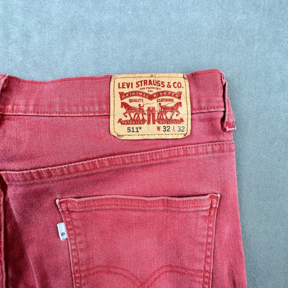LEVIS 511 Jeans Slim Straight Light Red Dusty Rose MENS Size 34x32 - Picture 4 of 16